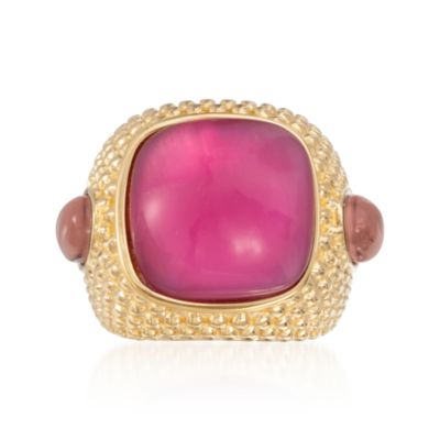 Italian Pink Glass and Mother-Of-Pearl Doublet Ring in 24kt Over Sterling &mdash; Alt Image 1