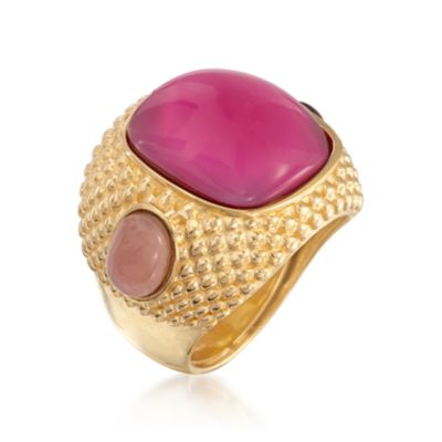 Italian Pink Glass and Mother-Of-Pearl Doublet Ring in 24kt Over Sterling &mdash; Alt Image 3