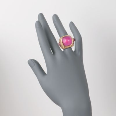 Italian Pink Glass and Mother-Of-Pearl Doublet Ring in 24kt Over Sterling &mdash; Alt Image 2