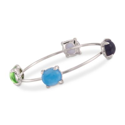 Italian Multicolored Doublet Bangle Bracelet in Sterling Silver &mdash; Alt Image 1