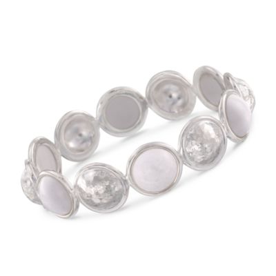 White Agate Hammered Bangle in Sterling Silver &mdash; Alt Image 1