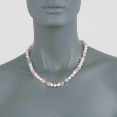 3-pc. 7-7.5mm Pearl and Pink Quartz Jewelry Set in Sterling Silver &mdash; Alt Image 2