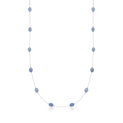 4.60 ct. t.w. Tanzanite Station Necklace in 14kt White Gold. 19" &mdash; Alt Image 1
