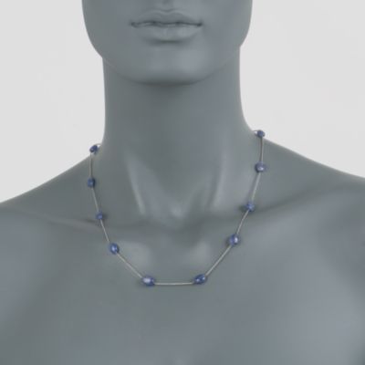 4.60 ct. t.w. Tanzanite Station Necklace in 14kt White Gold. 19" &mdash; Alt Image 2