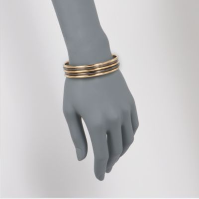 Set of Five Sterling Silver and 18kt Gold Over Sterling Bangle Bracelets. 7" &mdash; Alt Image 2