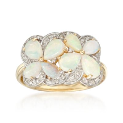 Opal and Diamond Ring in 14kt Yellow Gold &mdash; Alt Image 1