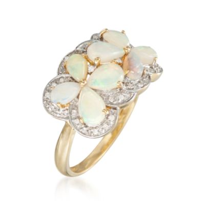 Opal and Diamond Ring in 14kt Yellow Gold &mdash; Alt Image 3