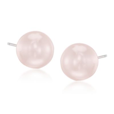 Set of Three Multicolored Faux Pearl Stud Earrings in Stainless &mdash; Alt Image 3