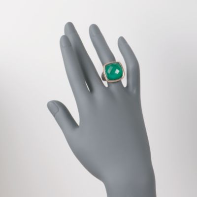 Andrea Candela Green Agate Doublet Ring With Quartz in 18kt Yellow Gold and Sterling Silver. Size 7 &mdash; Alt Image 2