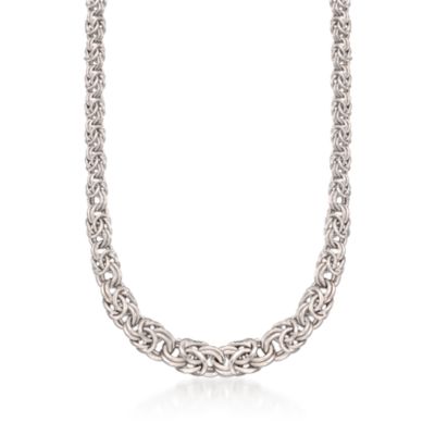 Italian Sterling Silver Graduated Byzantine Necklace &mdash; Alt Image 1