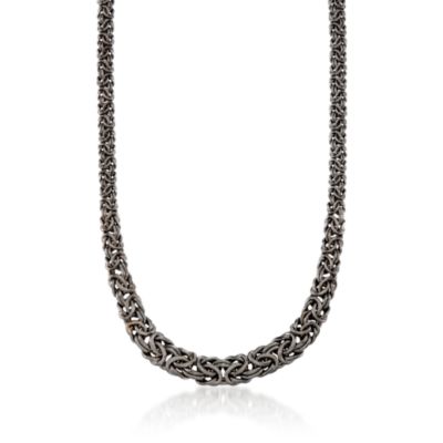 Rutheniumed Sterling Silveritalian Graduated Byzantine Necklace &mdash; Alt Image 1