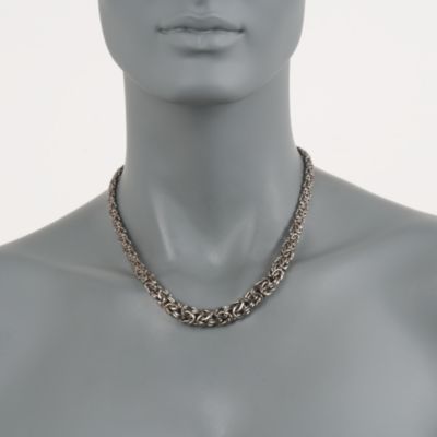 Rutheniumed Sterling Silveritalian Graduated Byzantine Necklace &mdash; Alt Image 2