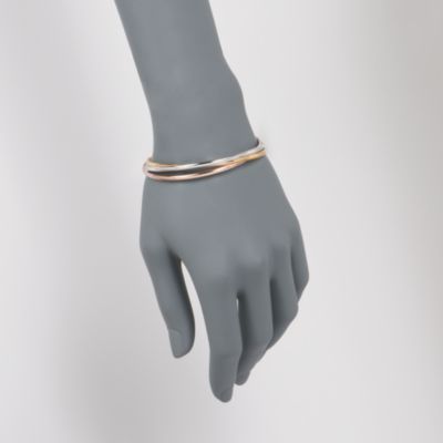 Set of Three Interlocking Tri-Colored Sterling Silver Bangle Bracelets. 7" &mdash; Alt Image 2