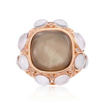 Italian Studded Doublet Ring With .85 ct. t.w. CZs in 24kt Rose Gold Over Sterling &mdash; Alt Image 1