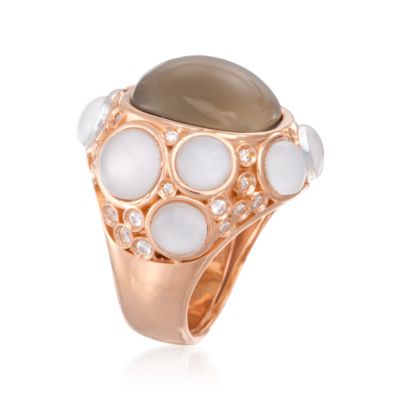 Italian Studded Doublet Ring With .85 ct. t.w. CZs in 24kt Rose Gold Over Sterling &mdash; Alt Image 3