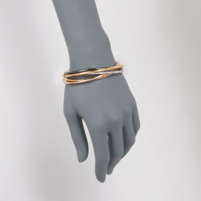 Set of 5 Multicolored Sterling Silver and 18kt Gold Over Sterling Silver Bangle Bracelets &mdash; Alt Image 2