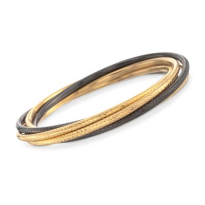 Set of Five Interlocking Sterling Silver and 14kt Gold Over Sterling Bangle Bracelets &mdash; Alt Image 1