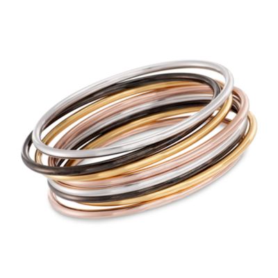 Set of Eight Multicolored Sterling Silver Bangle Bracelets &mdash; Alt Image 1