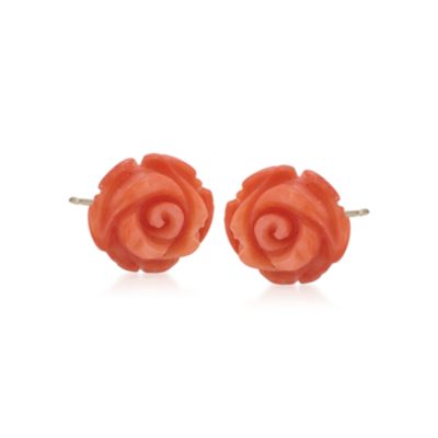 Coral Flower Earrings in 14kt Yellow Gold &mdash; Alt Image 1