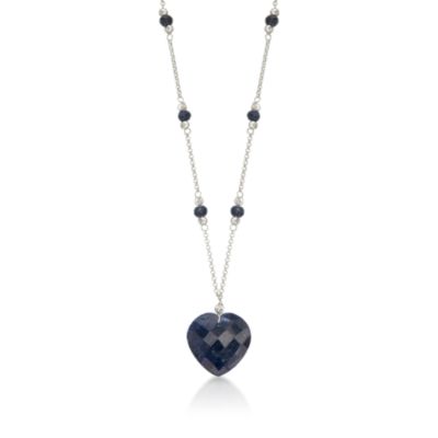 25.00 ct. t.w. Sapphire Heart Necklace In Sterling Silver. 18" &mdash; Alt Image 1