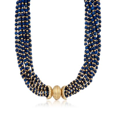 C. 1980 Vintage H. Stern 8-Row Lapis Bead Necklace In 18kt Yellow Gold. 17" &mdash; Alt Image 1