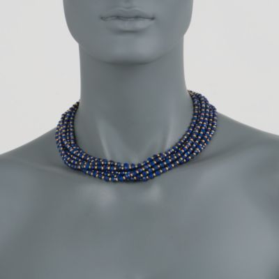 C. 1980 Vintage H. Stern 8-Row Lapis Bead Necklace In 18kt Yellow Gold. 17" &mdash; Alt Image 2