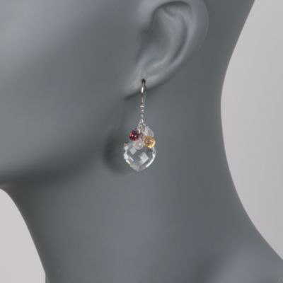 10.10 ct. t.w. Mixed Gem and Quartz Heart Earrings in Sterling Silver &mdash; Alt Image 2