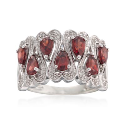 1.70 ct. t.w. Garnet and .10 ct. t.w. Dimond Ring in Sterling Silver &mdash; Alt Image 1