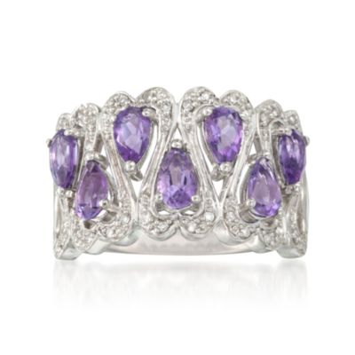 1.10 ct. t.w. Amethyst and .10 ct. t.w. Diamond Scrolled Heart Ring in Sterling Silver &mdash; Alt Image 1
