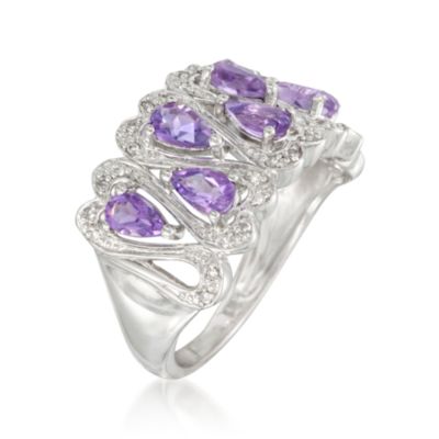 1.10 ct. t.w. Amethyst and .10 ct. t.w. Diamond Scrolled Heart Ring in Sterling Silver &mdash; Alt Image 3