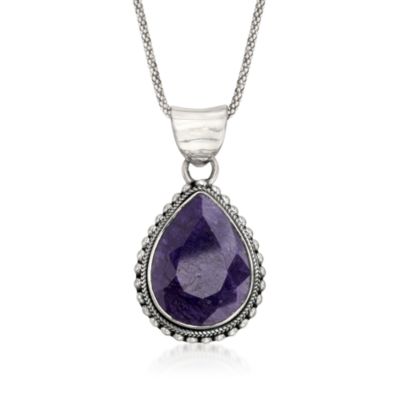26.60 ct. t.w. Purple Sapphire Pendant and Earrings Set in Sterling Silver &mdash; Alt Image 4