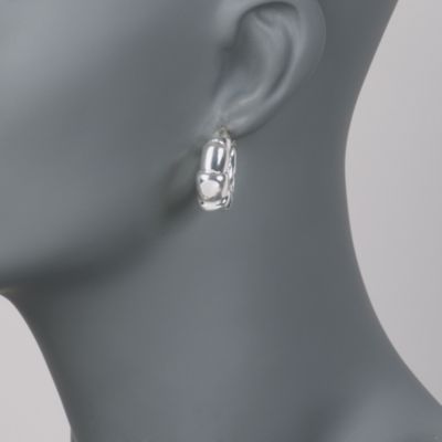 Italian Ridged Hoop Earrings in Sterling Silver &mdash; Alt Image 2