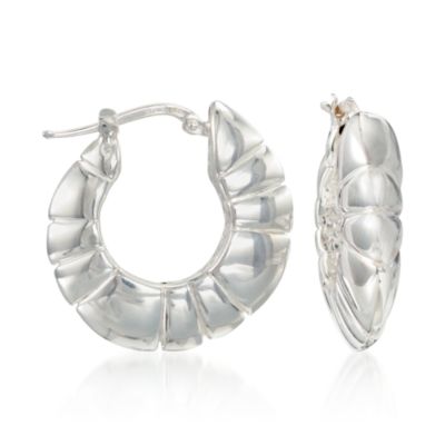 Italian Shrimp Hoop Earrings in Sterling Silver &mdash; Alt Image 1