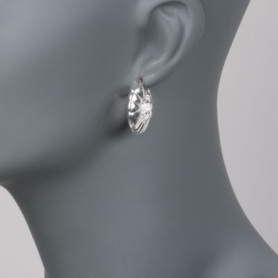 Italian Shrimp Hoop Earrings in Sterling Silver &mdash; Alt Image 2