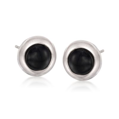 Italian Black Onyx Earrings in Sterling Silver &mdash; Alt Image 1