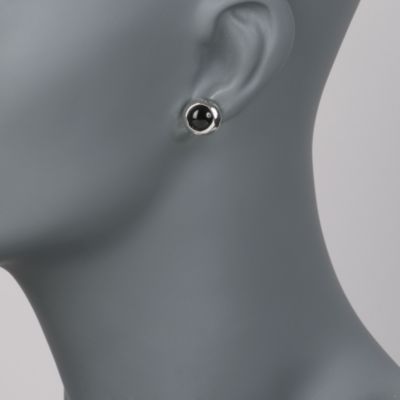 Italian Black Onyx Earrings in Sterling Silver &mdash; Alt Image 2