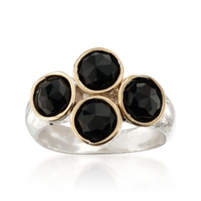 Black Onyx Cluster Ring in Two-Tone &mdash; Alt Image 1