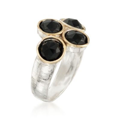 Black Onyx Cluster Ring in Two-Tone &mdash; Alt Image 3