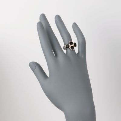Black Onyx Cluster Ring in Two-Tone &mdash; Alt Image 2