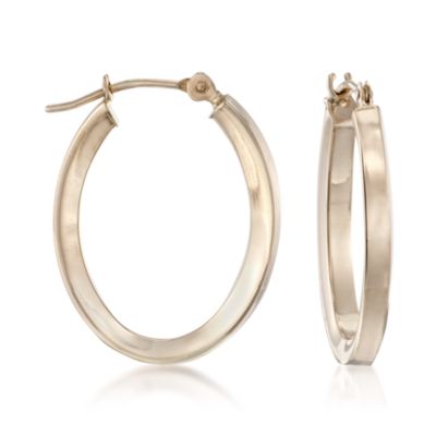 14kt Yellow Gold Oval Hoop Earrings &mdash; Alt Image 1