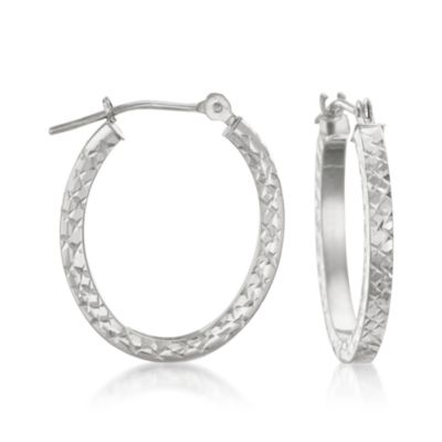 14kt White Gold Oval Hoop Earrings &mdash; Alt Image 1