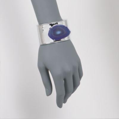 Purple Agate Cuff Bracelet in Sterling Silver. 7" &mdash; Alt Image 2