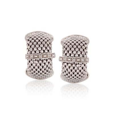 Italian Sterling Silver Beaded Hoops &mdash; Alt Image 1