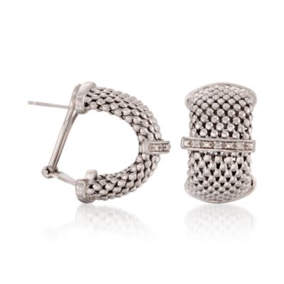 Italian Sterling Silver Beaded Hoops &mdash; Alt Image 3