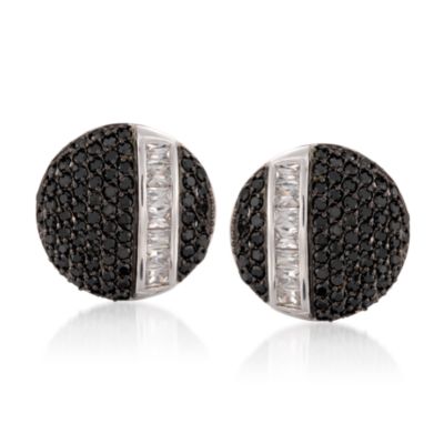 7.00 ct. t.w. Black and White CZ Earrings  in Sterling Silver &mdash; Alt Image 1