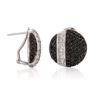 7.00 ct. t.w. Black and White CZ Earrings  in Sterling Silver &mdash; Alt Image 3