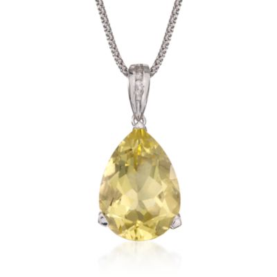 10.00 Carat Lemon Quartz Pendant Necklace With Diamonds in Sterling Silver. 18" &mdash; Alt Image 1