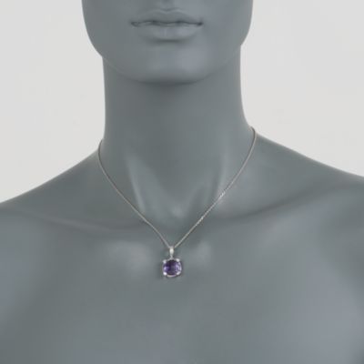 6.05 Carat Amethyst Pendant Necklace With Diamonds in Sterling Silver. 18" &mdash; Alt Image 2