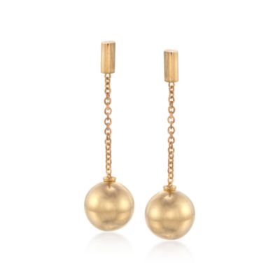 Italian 22kt Over Sterling Linear Ball-Drop Earrings &mdash; Alt Image 1
