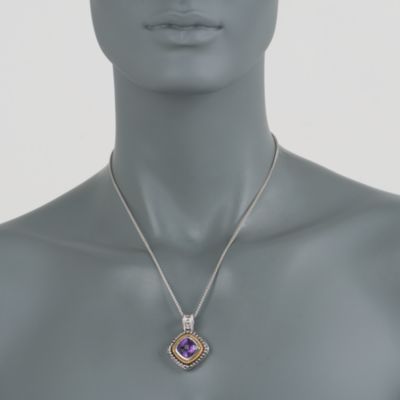 6.50 Carat Amethyst Pendant Necklace in Sterling Silver and 14kt Yellow Gold. 18" &mdash; Alt Image 2